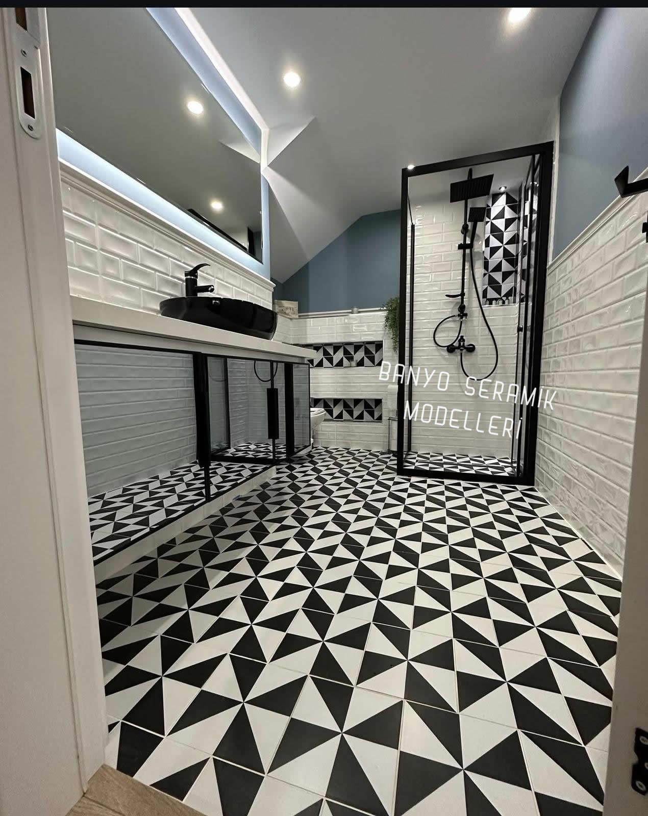 Banyo Seramik Modelleri-BSM-030, Çini Desenli Banyo Seramik 20x20 Modelleri